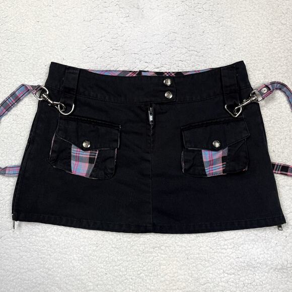 Y2K Lip Service 2003 Punk & Disorderly Plaid Mini Skirt Mall Goth Vtg Hot Topic - Picture 4 of 16